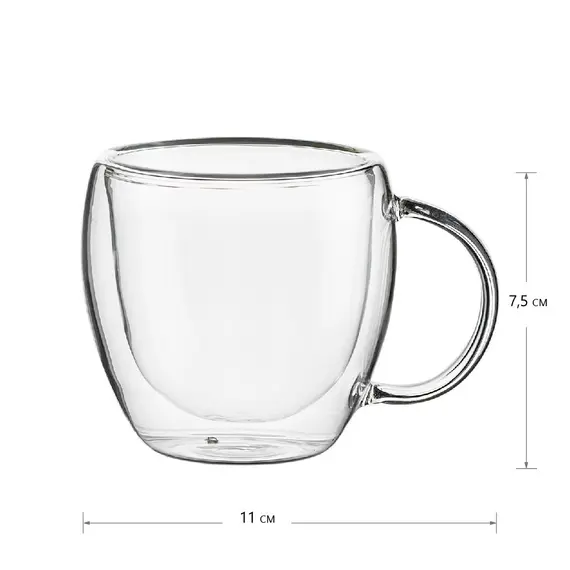 Кружка необжигающая стеклянная 150 мл, с двойными стенками оптом в BestTea, фото , изображение 3