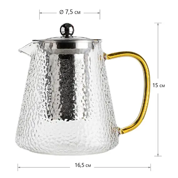 Чайник стеклянный с желтой ручкой Грейпфрут 950 мл оптом в BestTea, фото , изображение 2