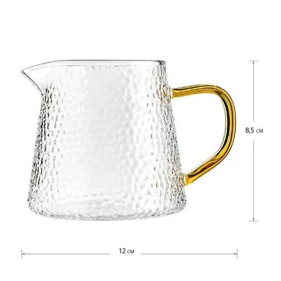 Чахай (Молочник) стеклянный с желтой ручкой 300 мл оптом в BestTea, фото , изображение 2
