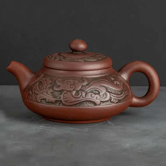Чайник глиняный с фактурными растительными узорами, 250 мл оптом в BestTea, фото , изображение 2