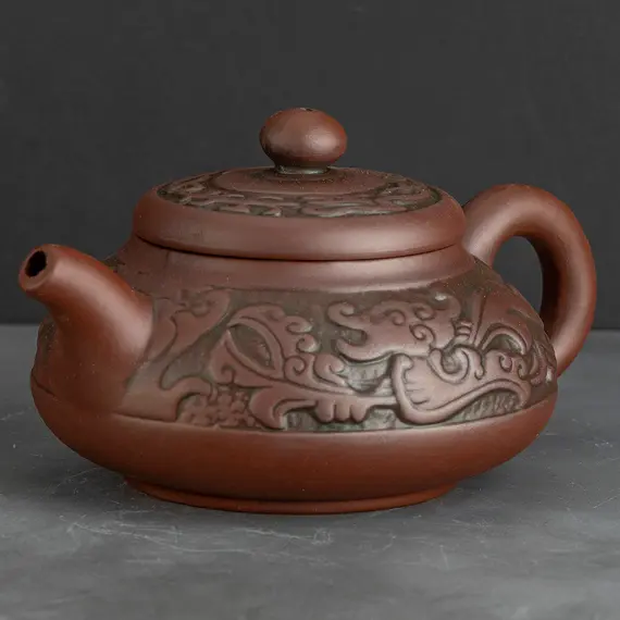 Чайник глиняный с фактурными растительными узорами, 250 мл оптом в BestTea, фото , изображение 3
