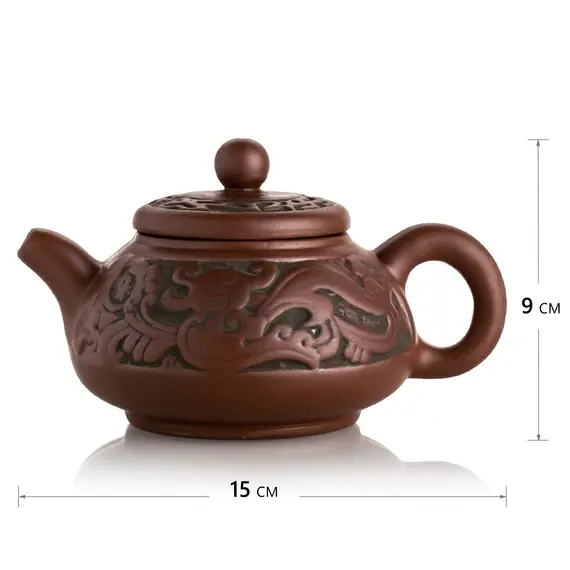Чайник глиняный с фактурными растительными узорами, 250 мл оптом в BestTea, фото , изображение 6