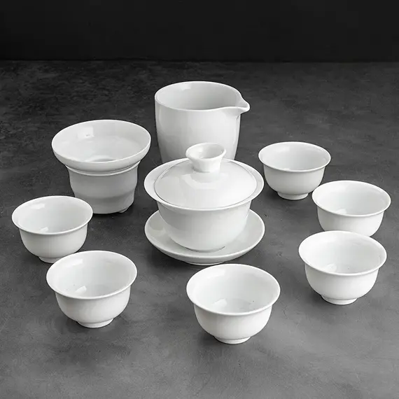 Чайный сервиз керамический белый на 6 персон (красная подарочная коробка) оптом в BestTea, фото , изображение 2