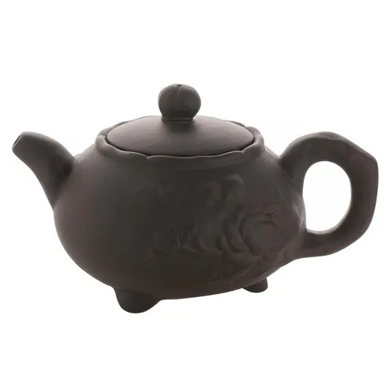 Чайник глиняный темно-коричневый Хризантема, 170 мл оптом в BestTea, фото 