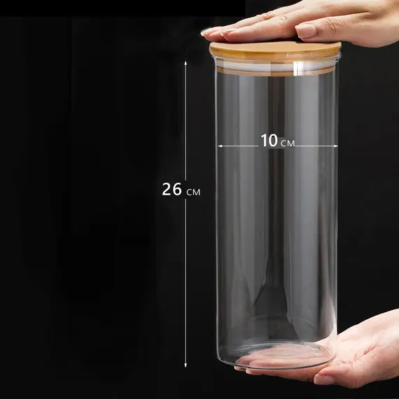 Стеклянная банка с бамбуковой крышкой 1,7 л, 26х10см в чайном магазине BestTea, фото , изображение 2