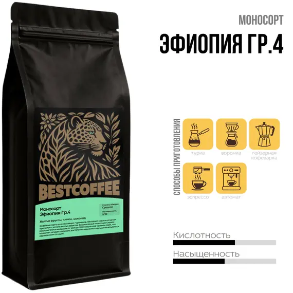 Кофе Эфиопия Гр.4, Фасовка: 1000 оптом в BestTea, фото 