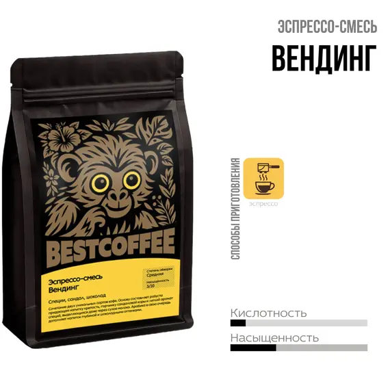 Кофе эспрессо-смесь Вендинг, Фасовка: 250 оптом в BestTea, фото 