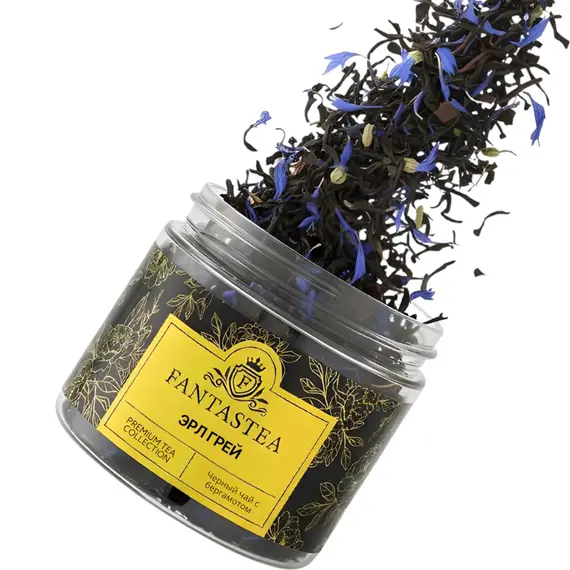 "Fantastea" Эрл Грей Голубой Цветок (упаковка 12 банок по ±40гр), Вес г: 40 оптом в BestTea, фото , изображение 2