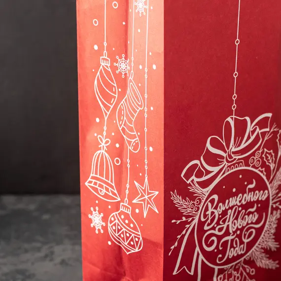 Пакет однослойный "Волшебного Нового Года" крафт красный, 120*80*240 оптом в BestTea, фото , изображение 3