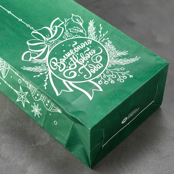Пакет однослойный "Волшебного Нового Года" крафт зеленый, 120*80*240 оптом в BestTea, фото , изображение 5
