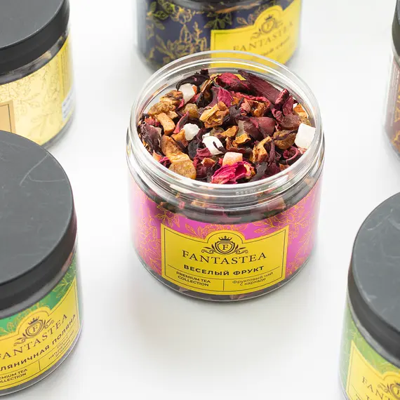 "Fantastea" Веселый Фрукт (упаковка 12 банок по ±65гр), Вес г: 65 оптом в BestTea, фото , изображение 4