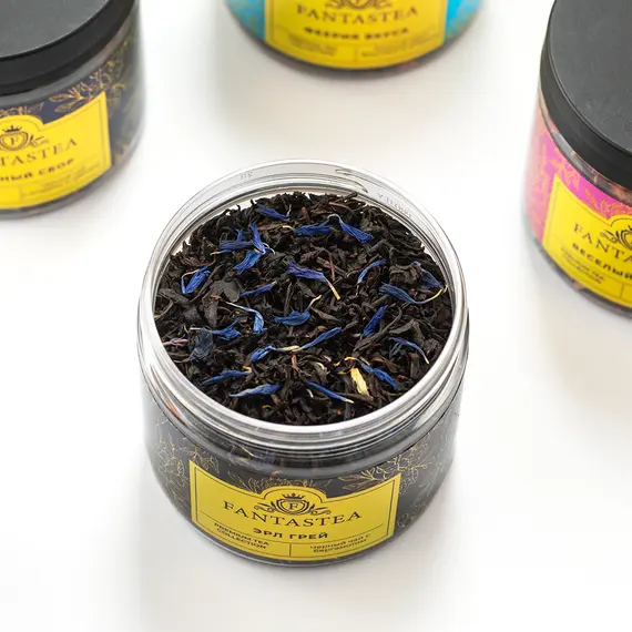 "Fantastea" Эрл Грей Голубой Цветок (упаковка 12 банок по ±40гр), Вес г: 40 оптом в BestTea, фото , изображение 4