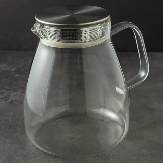 Чайник с металлической крышкой-ситом, (стекло) 1000 мл, Кол-во: 1 оптом в BestTea, фото , изображение 2