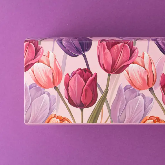 Шубер "8 Марта. Тюльпаны", фиолетовый (к наборам на 3 банки) оптом в BestTea, фото , изображение 2