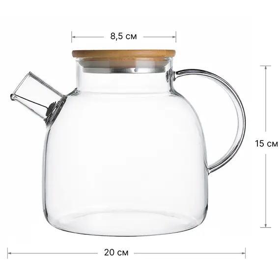 Чайник стеклянный Гранат, 1200 мл, Кол-во: 1 оптом в BestTea, фото , изображение 4