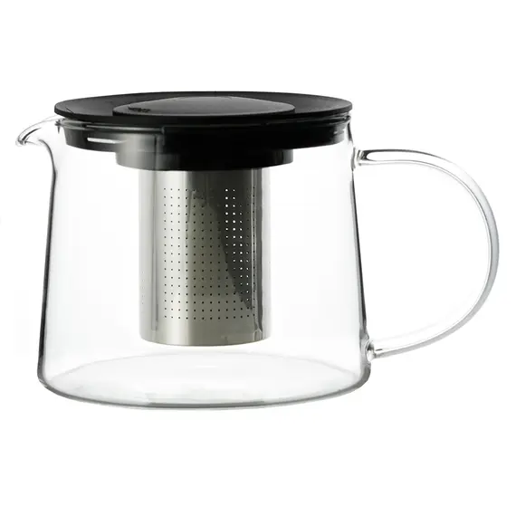 Чайник с пластиковой крышкой и металлическим ситом, (стекло) 900 мл оптом в BestTea, фото 