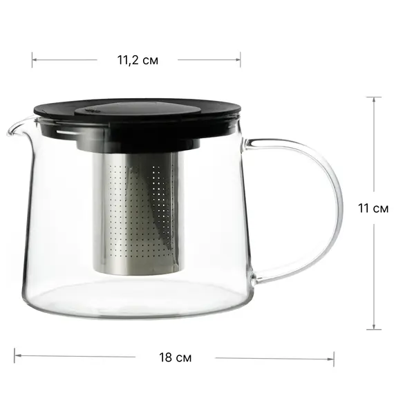 Чайник с пластиковой крышкой и металлическим ситом, (стекло) 900 мл оптом в BestTea, фото , изображение 6