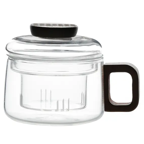 Чашка со стеклянной колбой-ситом и деревянной ручкой, (стекло) 200 мл оптом в BestTea, фото 