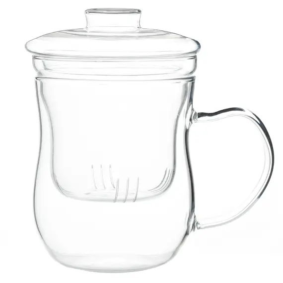 Кружка заварочная с крышкой и ситом, стекло 400 мл, Кол-во: 1 оптом в BestTea, фото 