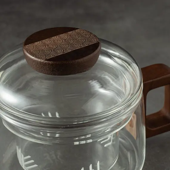 Чашка со стеклянной колбой-ситом и деревянной ручкой, (стекло) 200 мл, Кол-во: 1 оптом в BestTea, фото , изображение 4