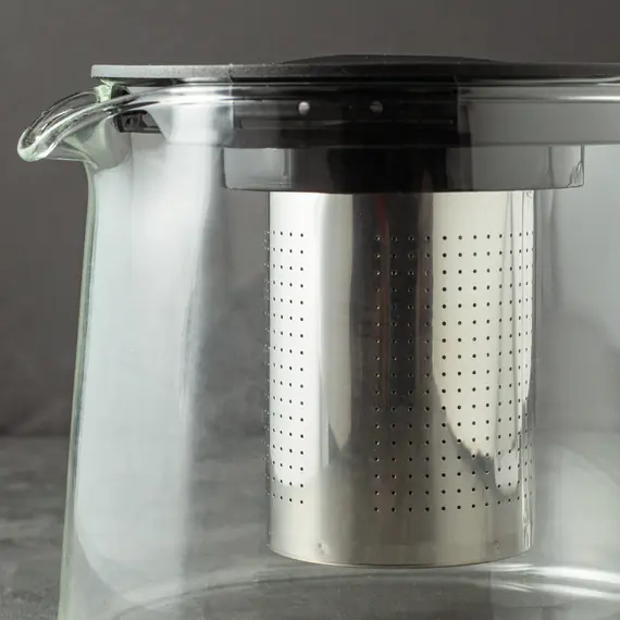 Чайник с пластиковой крышкой и металлическим ситом, (стекло) 900 мл оптом в BestTea, фото , изображение 3