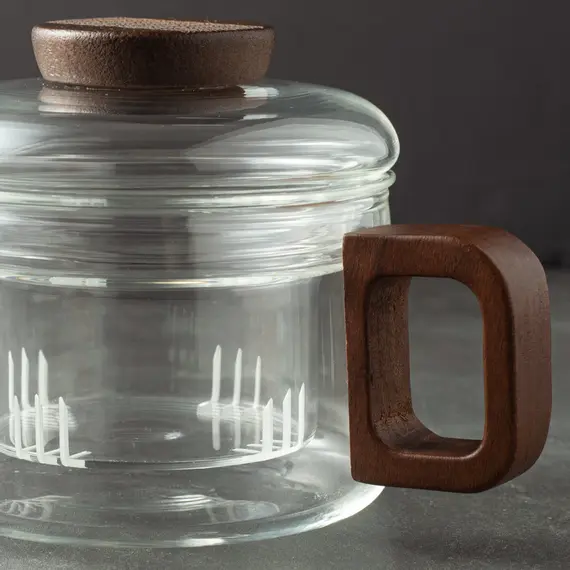 Чашка со стеклянной колбой-ситом и деревянной ручкой, (стекло) 200 мл, Кол-во: 1 оптом в BestTea, фото , изображение 5