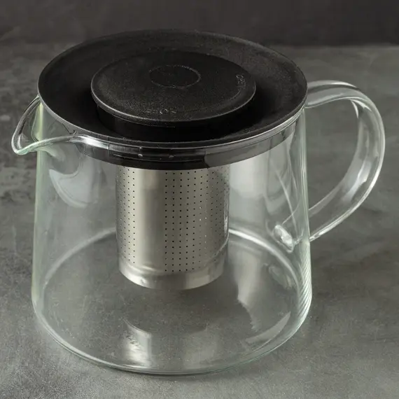 Чайник с пластиковой крышкой и металлическим ситом, (стекло) 900 мл оптом в BestTea, фото , изображение 2