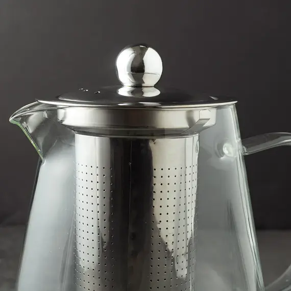 Чайник с металлической крышкой и ситом, (стекло) 750 мл, Кол-во: 1 оптом в BestTea, фото , изображение 3