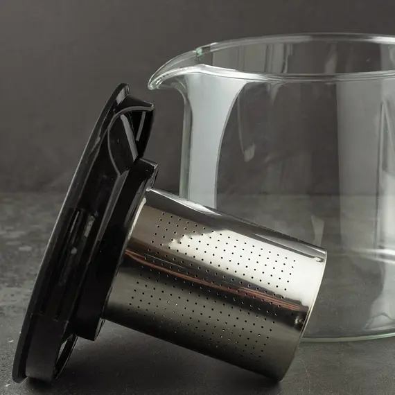 Чайник с пластиковой крышкой и металлическим ситом, (стекло) 900 мл оптом в BestTea, фото , изображение 5