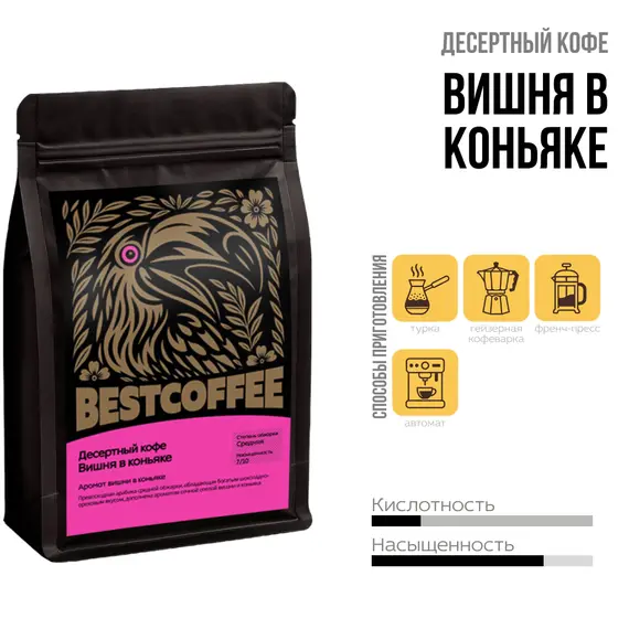 Кофе в зернах Вишня в коньяке оптом в BestTea, фото , изображение 2
