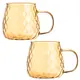Кружка Кристалл стеклянная, рифленая, цвет карамель, желтая ручка, 350 мл, 2 шт, Кол-во: 1 оптом в BestTea, фото 